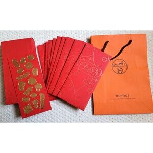 2025 Hermes Chinese New Year of Snake Red Envelopes Set & Hermes shopping bag
